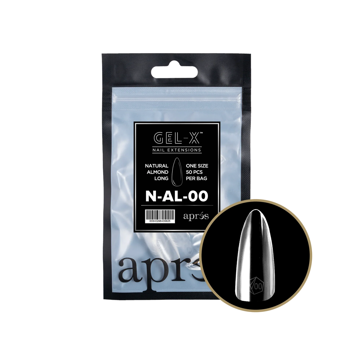 TIPS BAG REFILL | APRES GEL-X | NATURAL ALMOND LONG (50pcs)