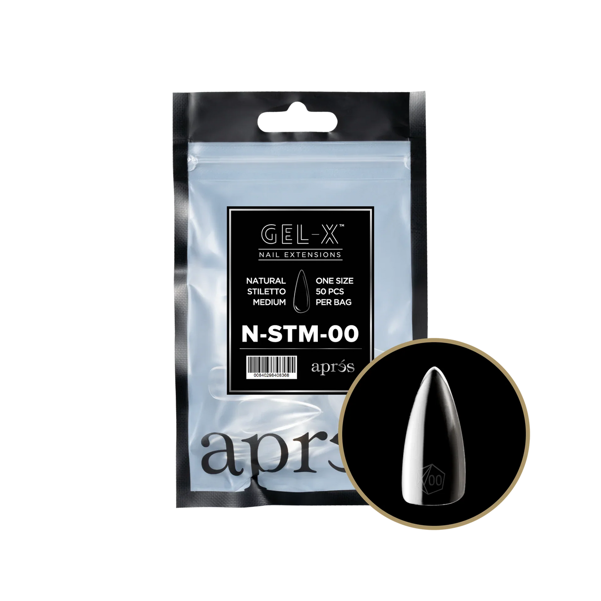 TIPS REFILL BAGS | APRES GEL-X | NATURAL STILETTO MEDIUM (50pcs)