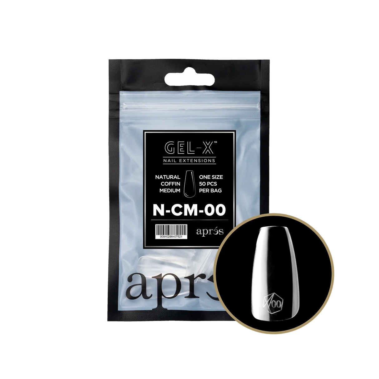 TIPS REFILL BAGS | APRES GEL-X | NATURAL COFFIN MEDIUM (50pcs)
