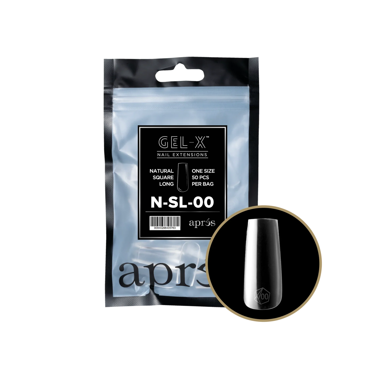 TIPS REFILL BAGS | APRES GEL-X | NATURAL SQUARE LONG (50pcs)
