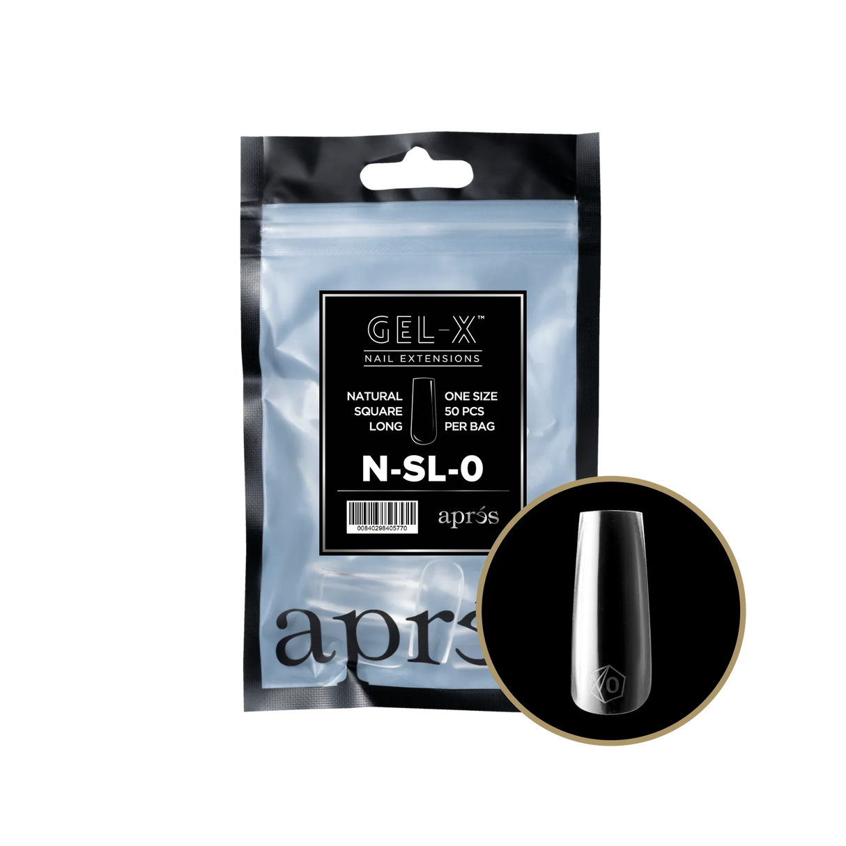 TIPS REFILL BAGS | APRES GEL-X | NATURAL SQUARE LONG (50pcs)
