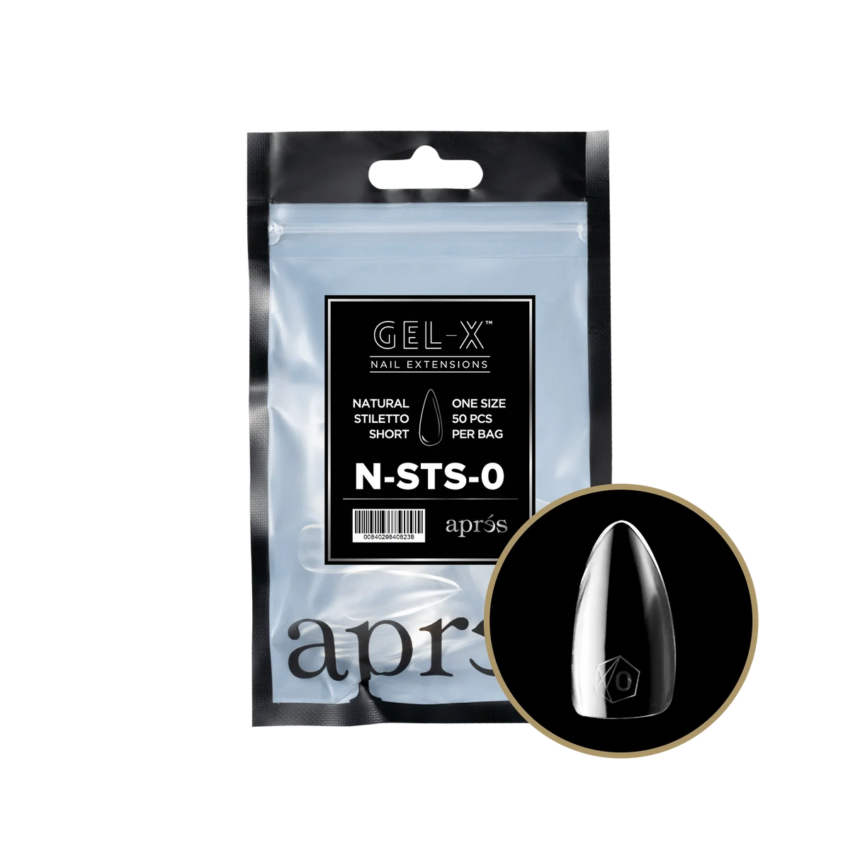 TIPS REFILL BAGS | APRES GEL-X | NATURAL STILETTO SHORT (50pcs)