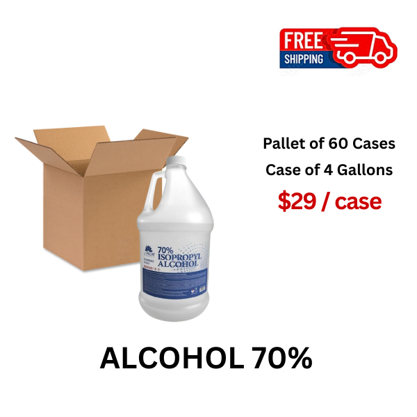 ALCOHOL 70% – PALLET OF 60 CASES, 4G/CASE