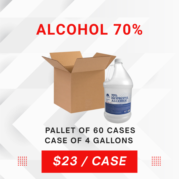 ALCOHOL 70% – PALLET OF 60 CASES, 4G/CASE