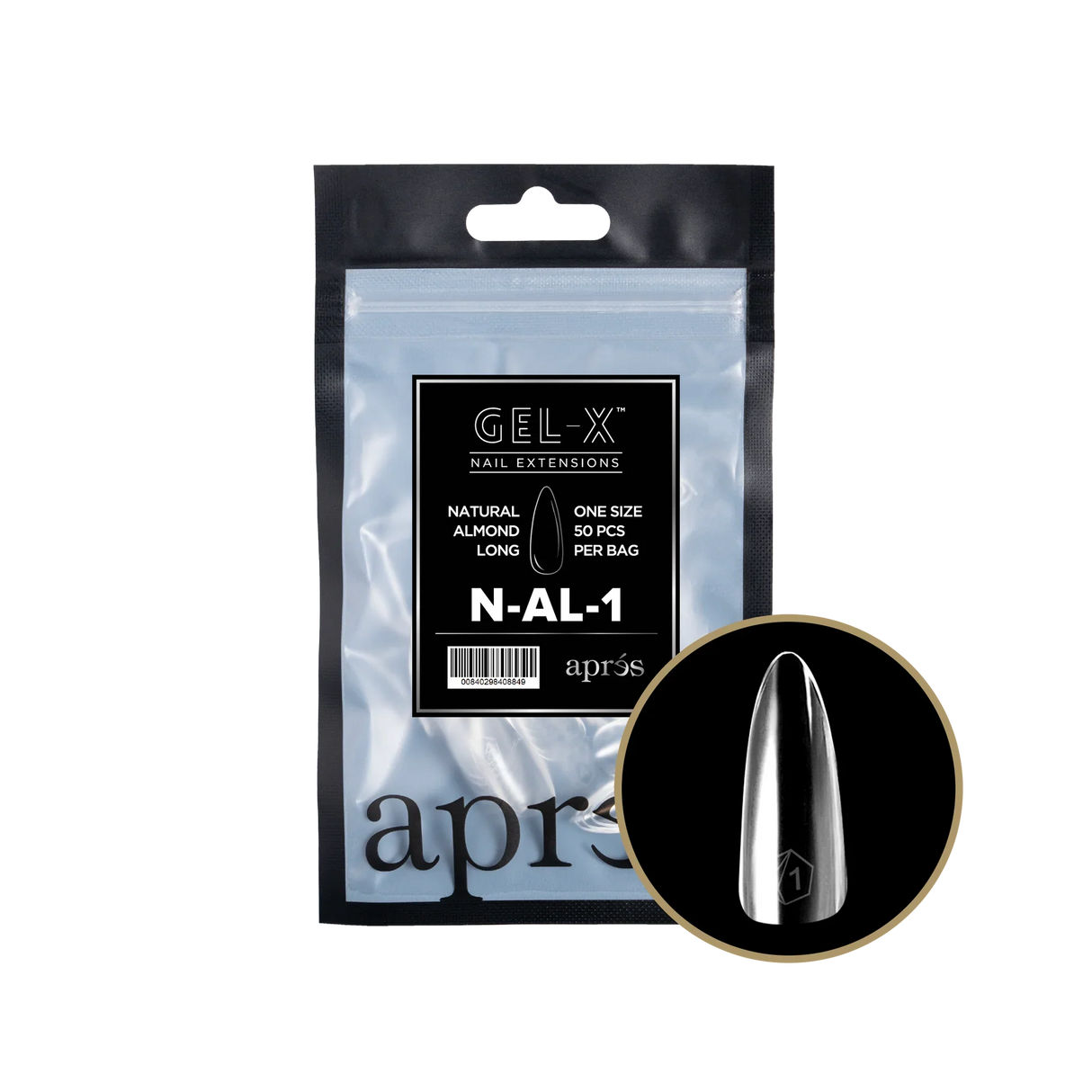 TIPS BAG REFILL | APRES GEL-X | NATURAL ALMOND MEDIUM (50pcs)