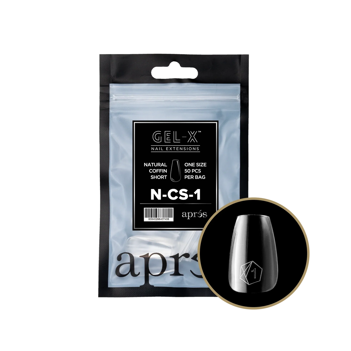 TIPS REFILL BAGS | APRES GEL-X | NATURAL COFFIN SHORT (50pcs)