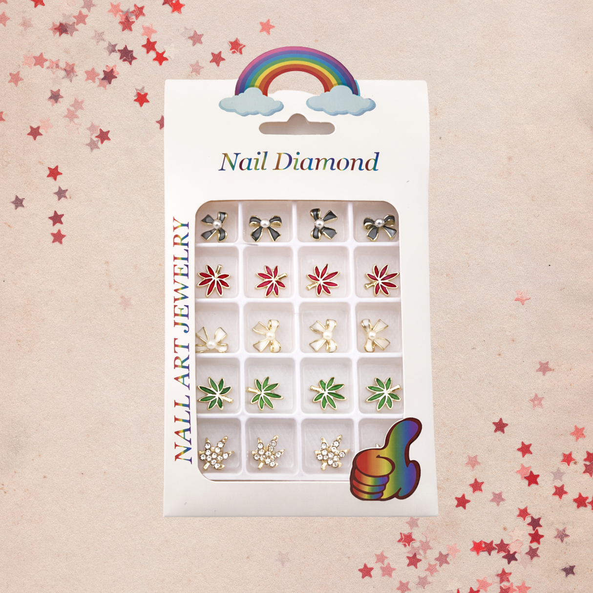 NAIL CHARM | BOW-LEAF TRAY OF 20PCS