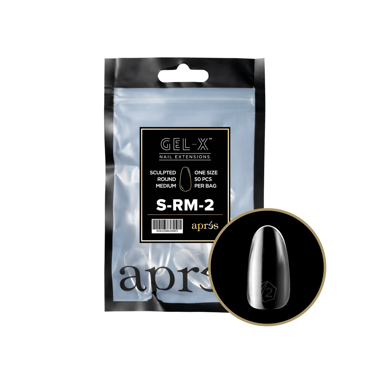 TIPS REFILL BAGS | APRES GEL-X | SCULPTED ROUND MEDIUM (50pcs)