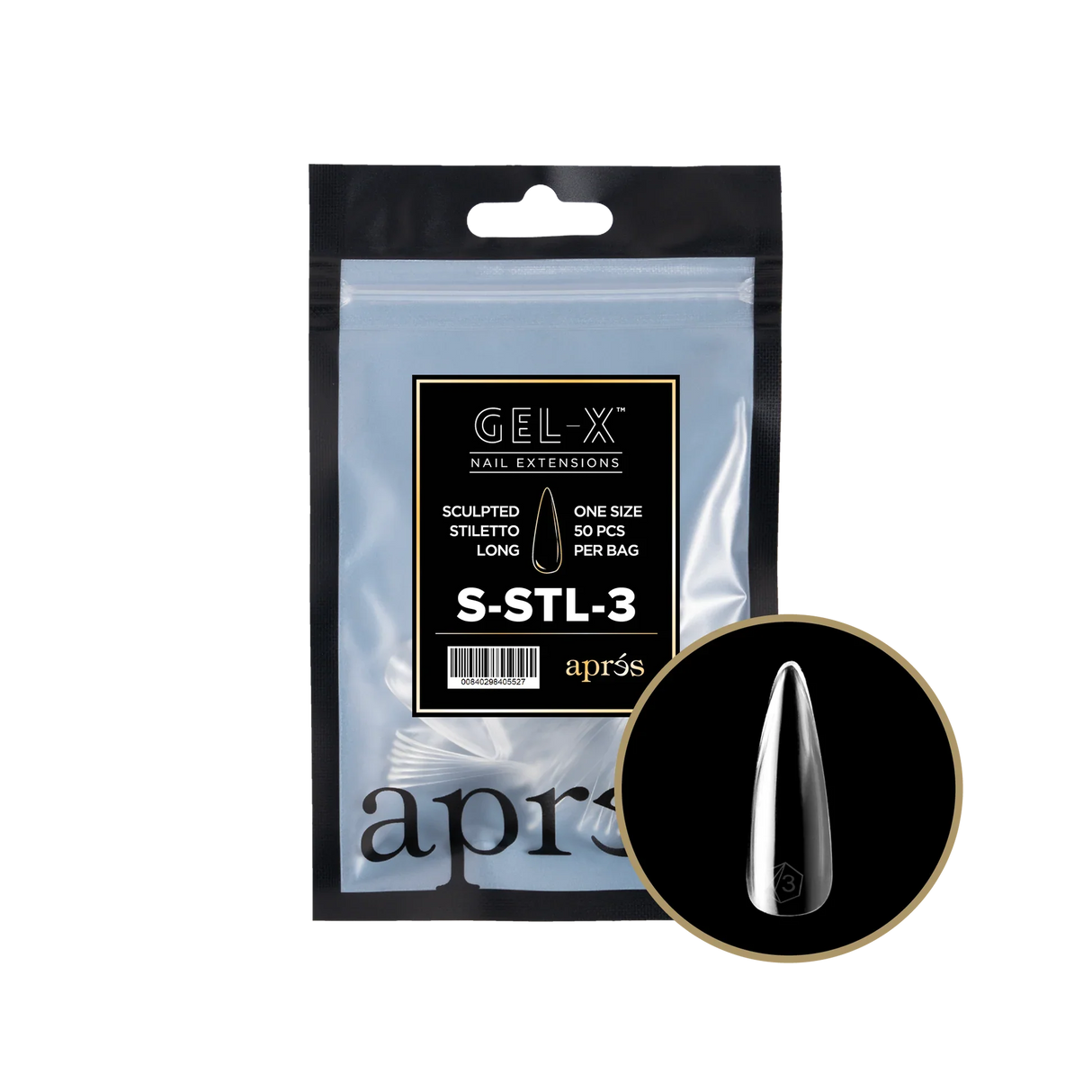 TIPS REFILL BAGS | APRES GEL-X | SCULPTED STILETTO LONG (50pcs)