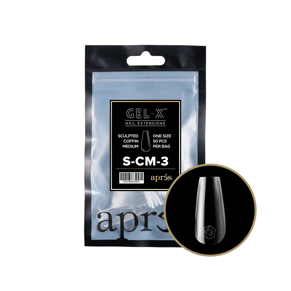 TIPS REFILL BAGS | APRES GEL-X | SCULPTED COFFIN MEDIUM (50pcs)