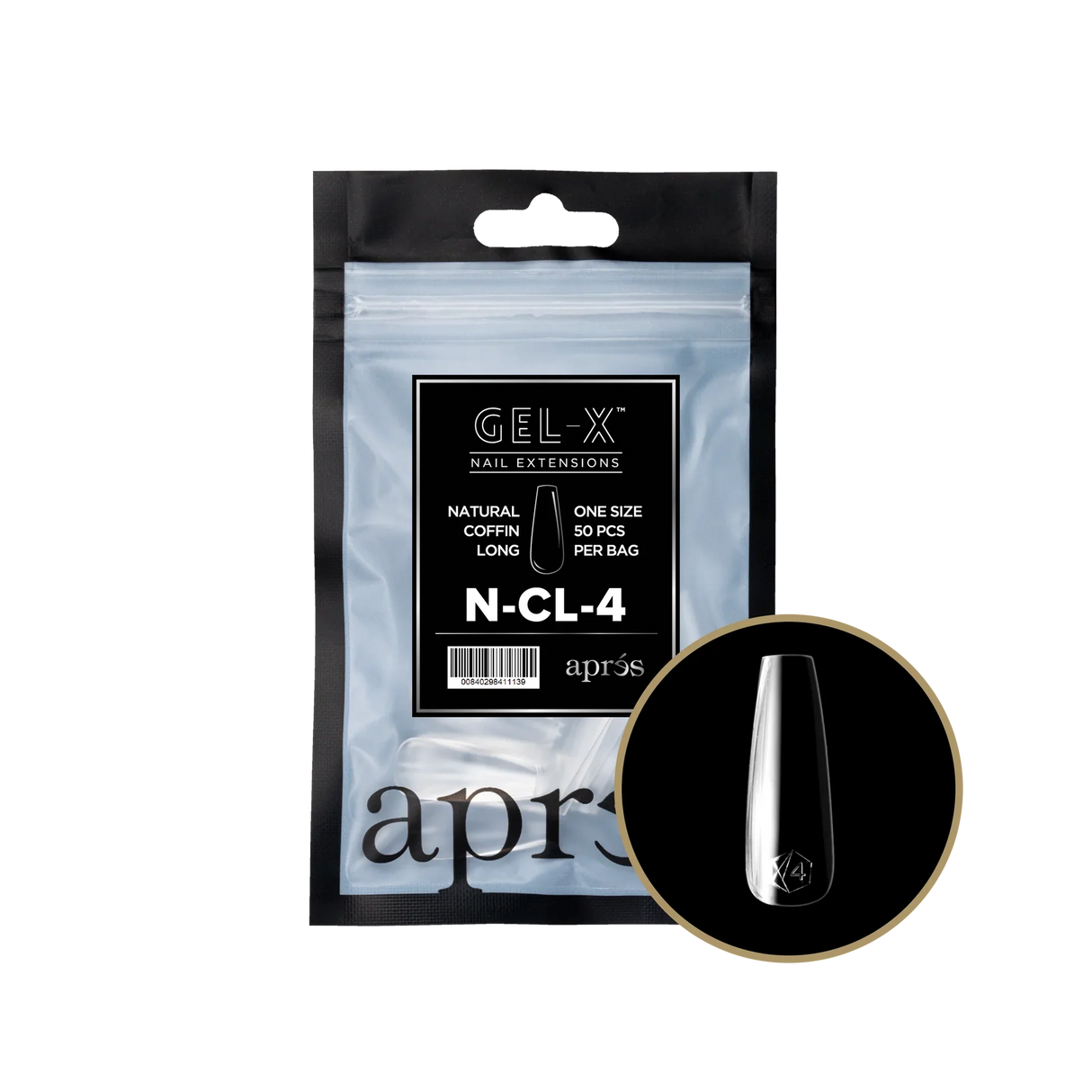 TIPS REFILL BAGS | APRES GEL-X | NATURAL COFFIN LONG (50pcs)