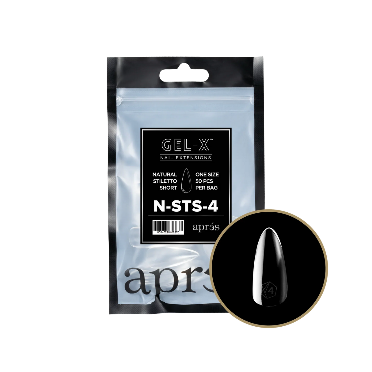 TIPS REFILL BAGS | APRES GEL-X | NATURAL STILETTO SHORT (50pcs)
