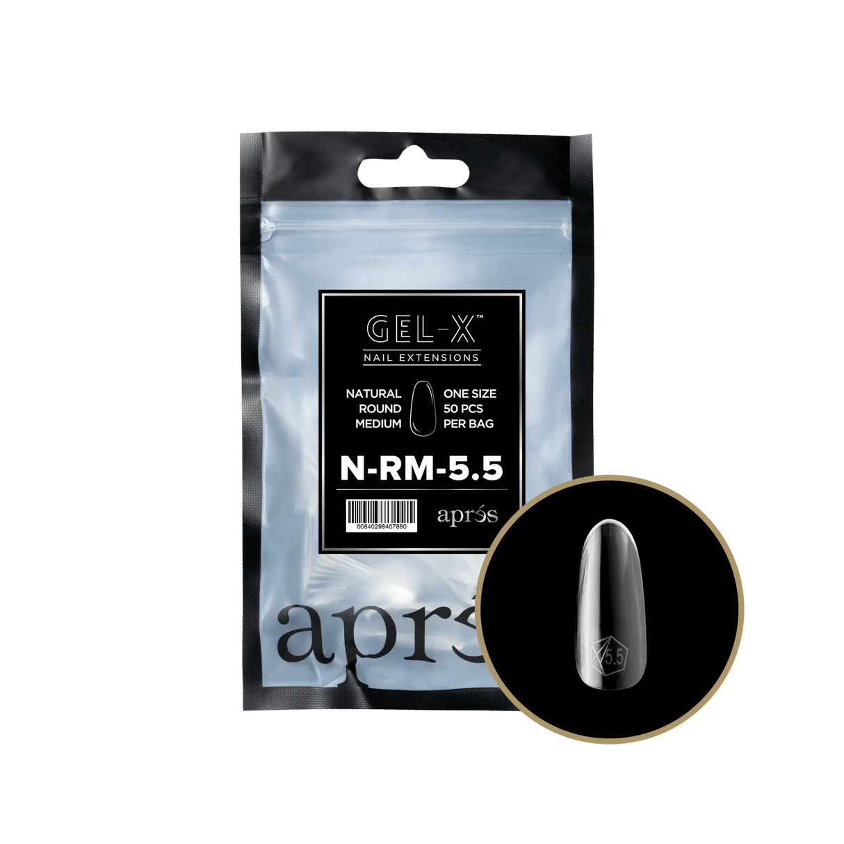 TIPS REFILL BAGS | APRES GEL-X | NATURAL ROUND MEDIUM (50pcs)