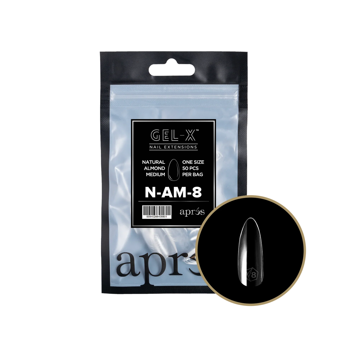 TIPS BAG REFILL | APRES GEL-X | NATURAL ALMOND MEDIUM (50pcs)