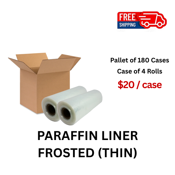 PARAFFIN LINER FROSTED (THIN) – PALLET OF 180 CASES, 4 ROLLS/CASE