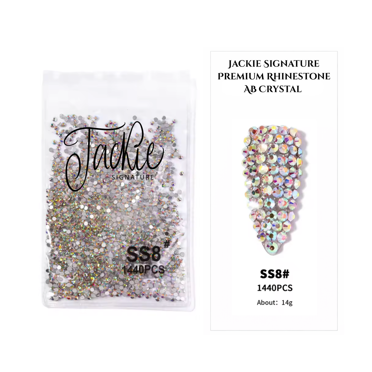 JACKIE SIGNATURE | PREMIUM RHINESTONE | CRYSTAL AB | 1,440 PCS | SS4 - SS12