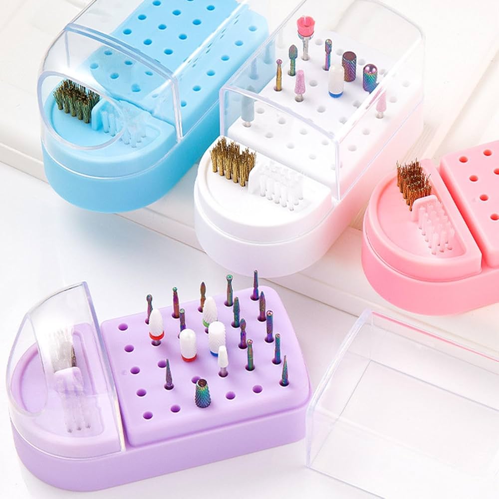 EMPTY NAIL BIT BOX WITH CLEANSER BRUSH - 30 HOLES