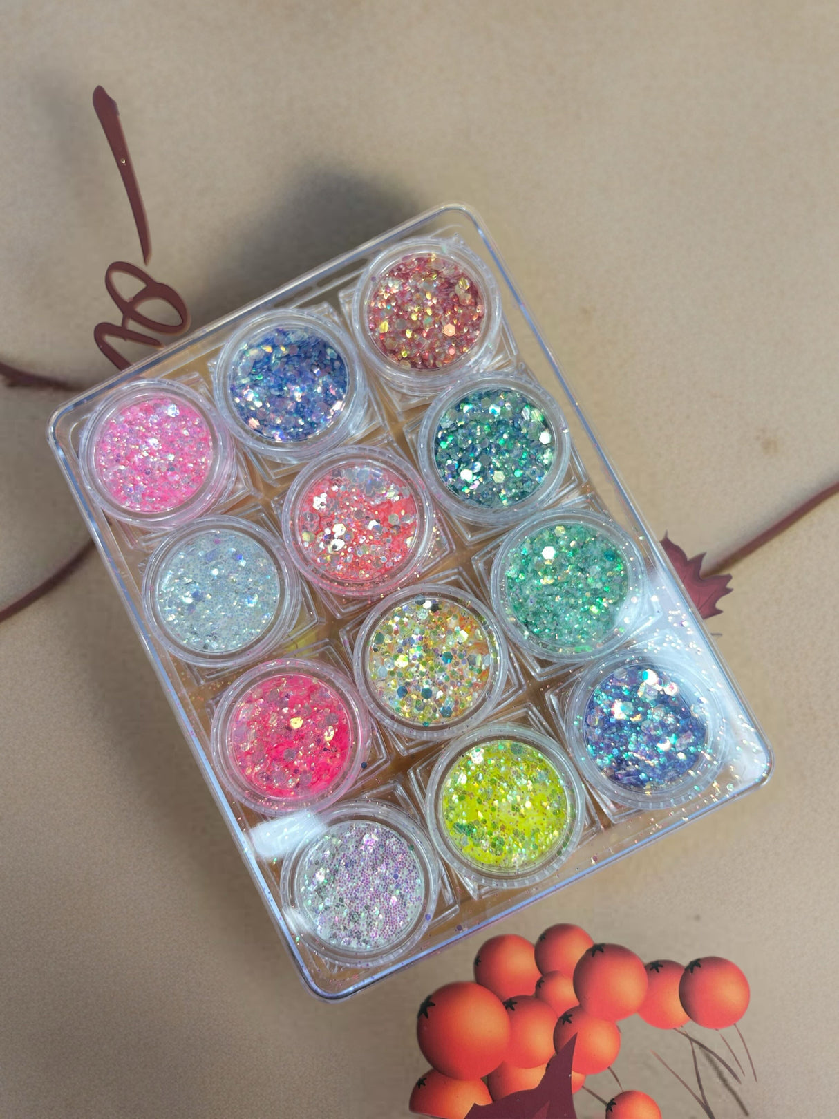 NAIL GLITTER | MIXED GLITTER - STYLE 10 - PACK OF 12