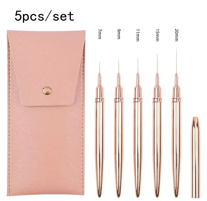 NAIL ART BRUSH SET | WITH LEATHER HOLDER