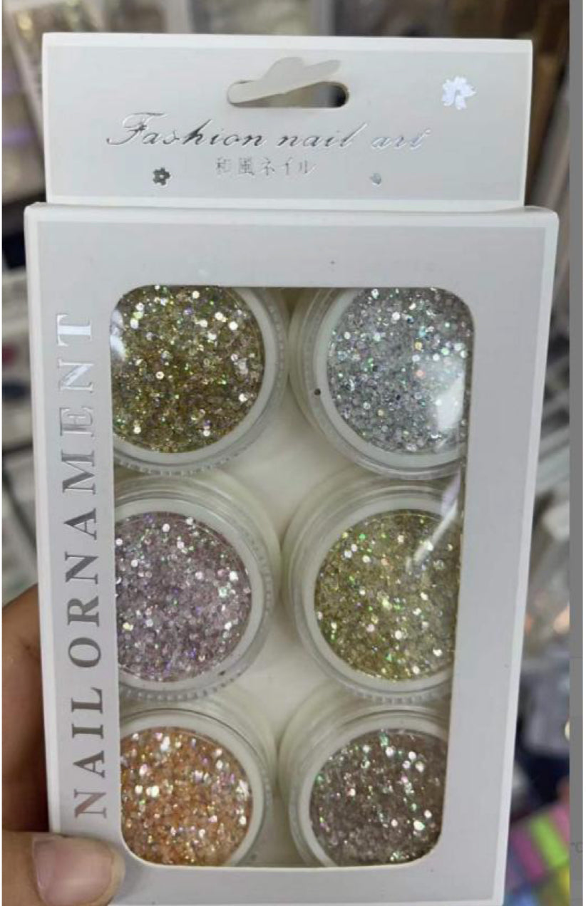 NAIL GLITTER | ULTRA FINE - STYLE 02 | PACK OF 6