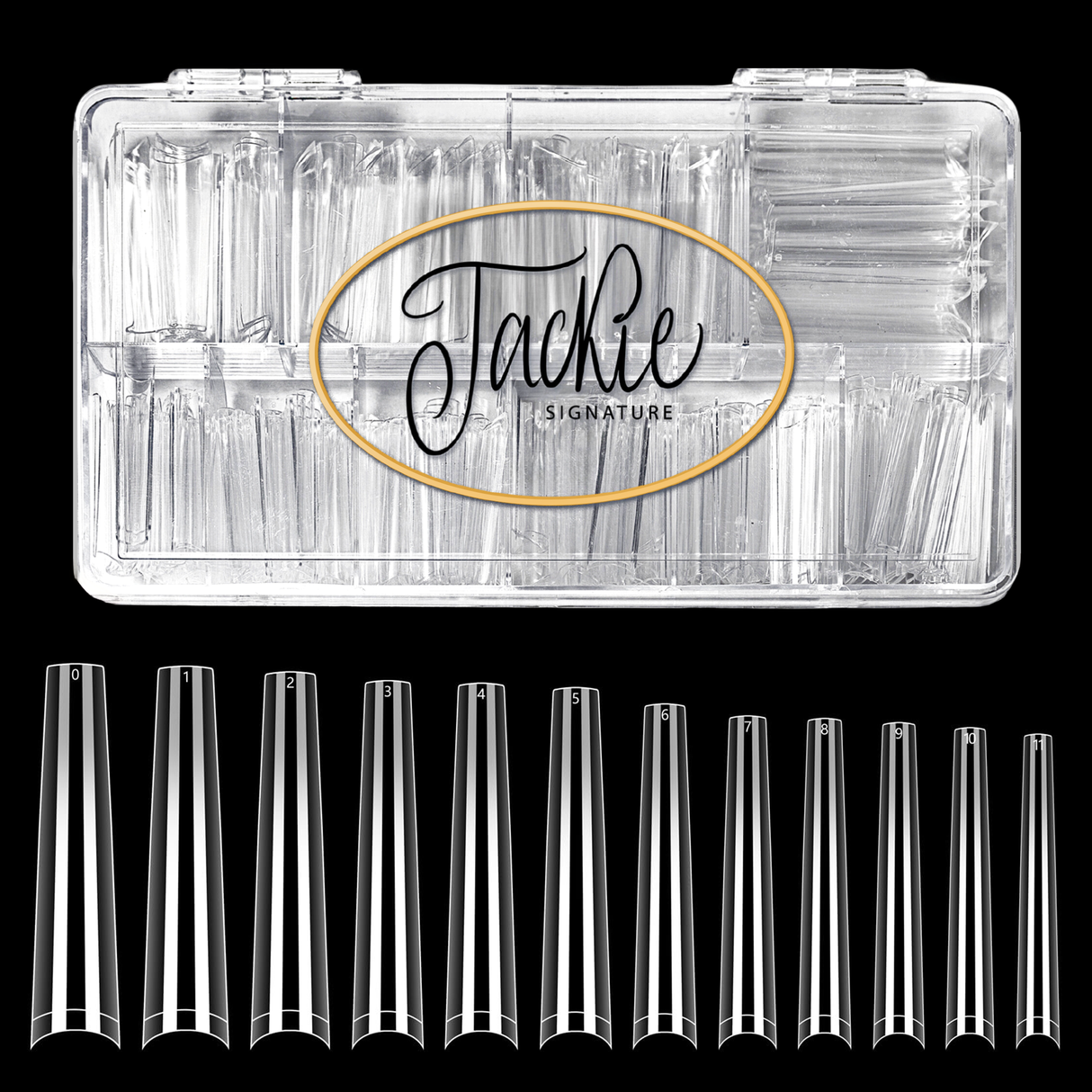 JACKIE SIGNATURE | NO C-CURVE NAIL TIP - CLEAR COFFIN XXXL