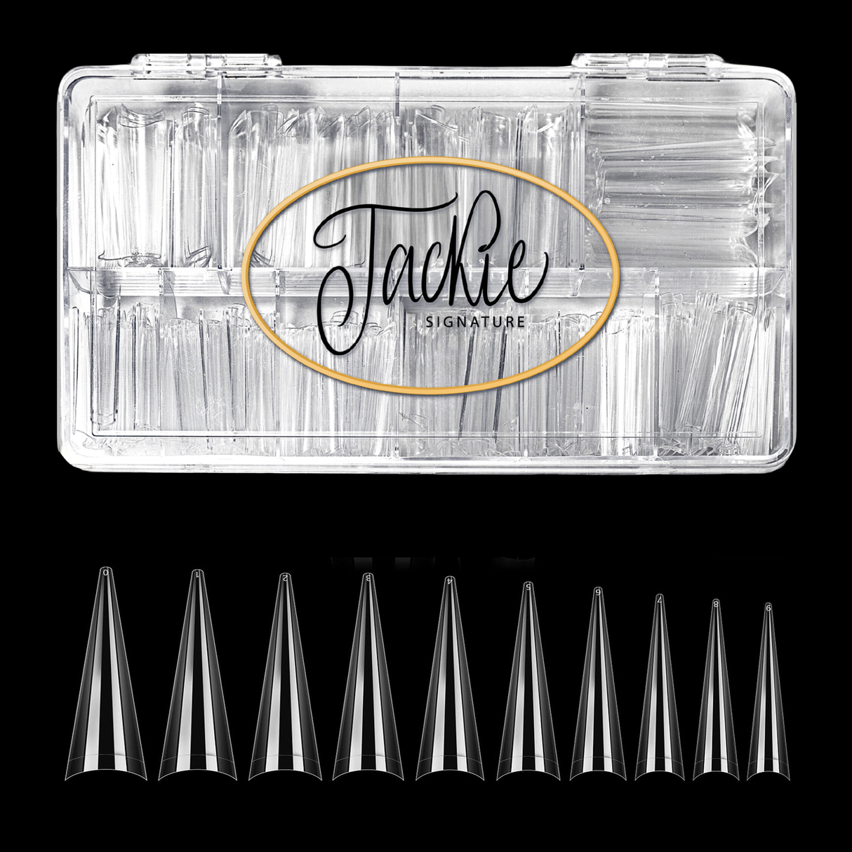 JACKIE SIGNATURE | NO C-CURVE NAIL TIP - CLEAR STILETTO XL