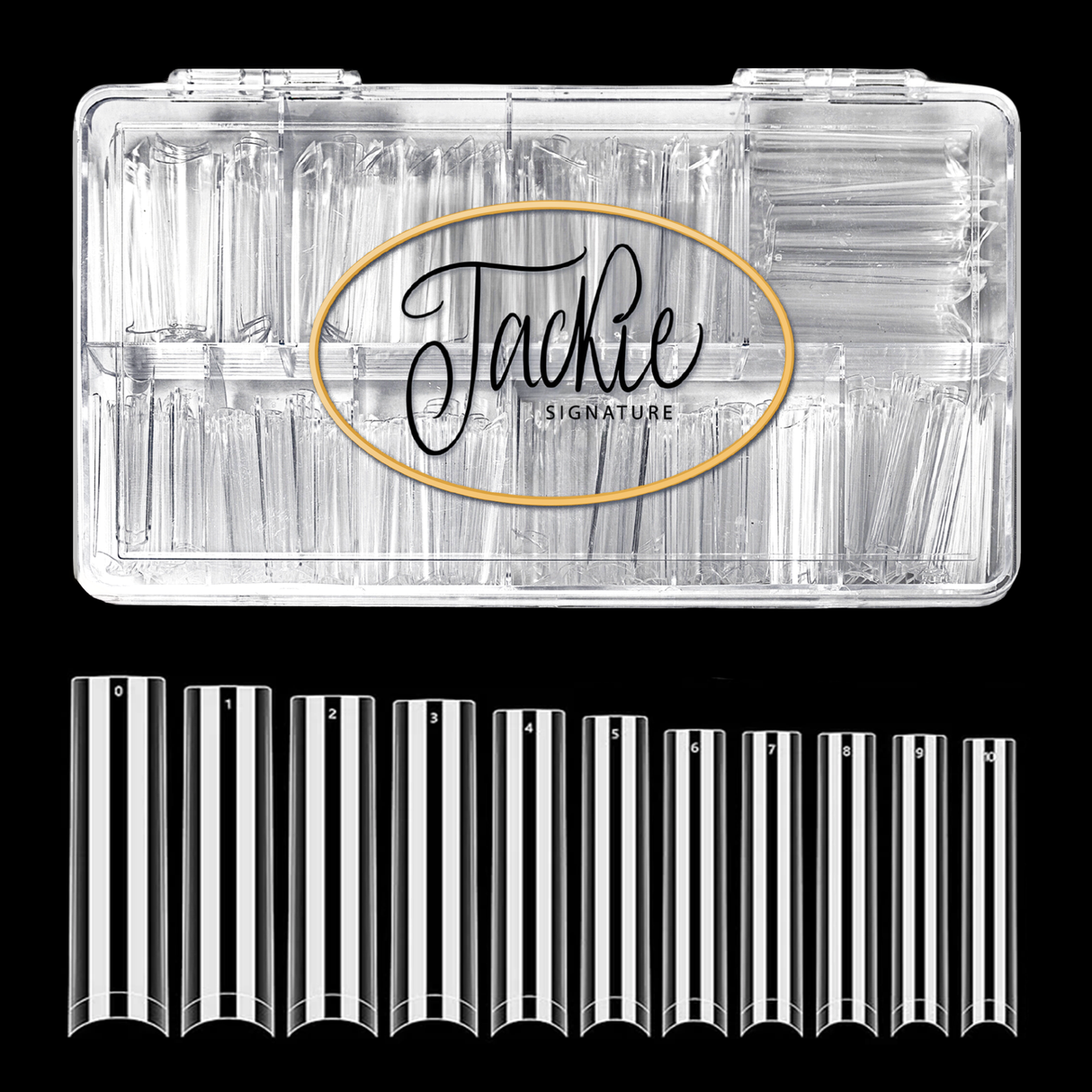 JACKIE SIGNATURE | NO C-CURVE NAIL TIP - CLEAR SQUARE XXL