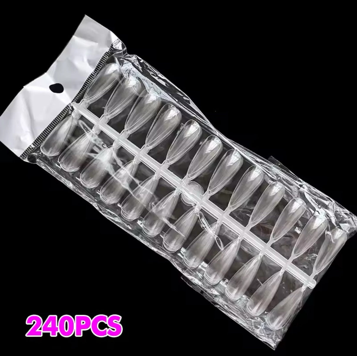 CLEAR STILETTO TIP DISPLAY / PRACTICE 240 PCS