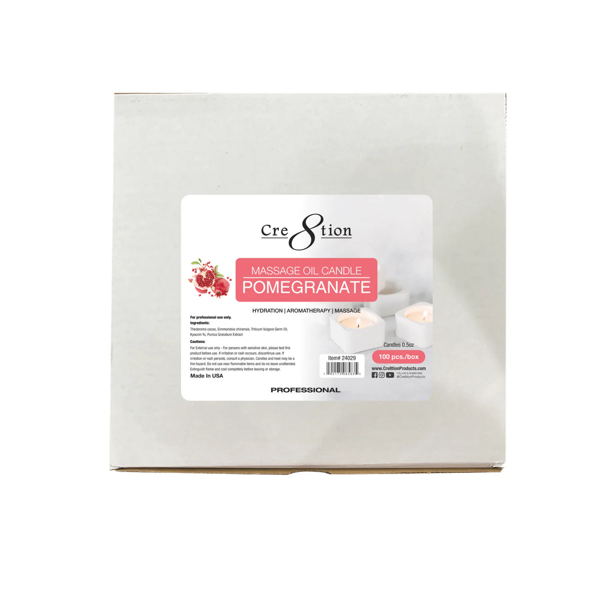 CRE8TION | MASSAGE OIL CANDLES | 0.5 OZ | BOX OF 100PCS