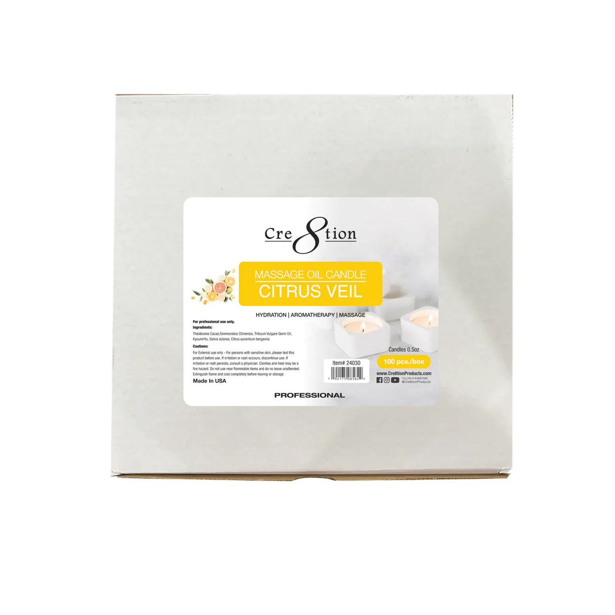 CRE8TION | MASSAGE OIL CANDLES | 0.5 OZ | BOX OF 100PCS