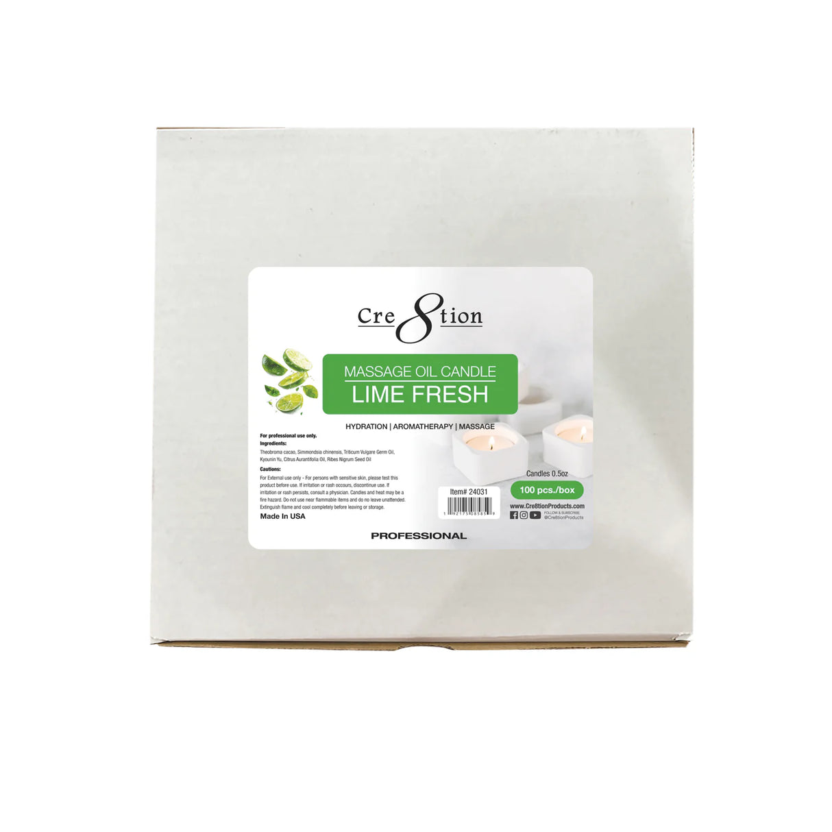 CRE8TION | MASSAGE OIL CANDLES | 0.5 OZ | BOX OF 100PCS