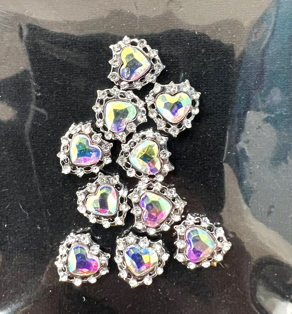 HEART CHARM & RHINESTONE -BAG OF 10