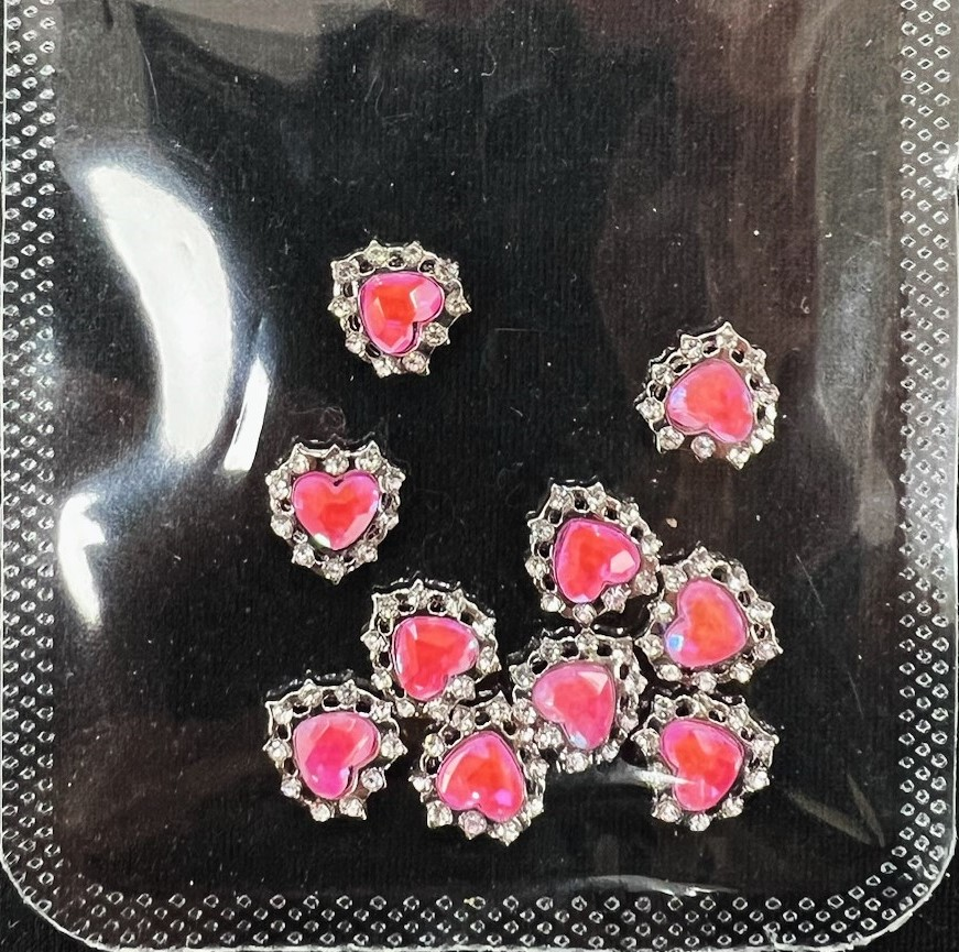 HEART CHARM & RHINESTONE -BAG OF 10