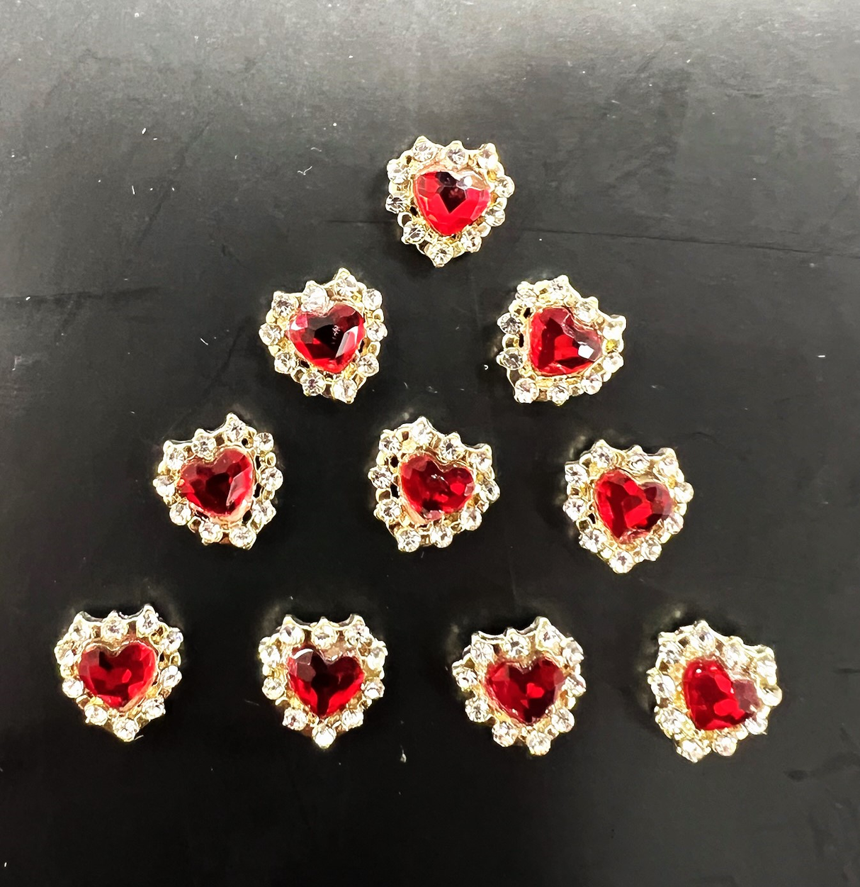 HEART CHARM & RHINESTONE -BAG OF 10