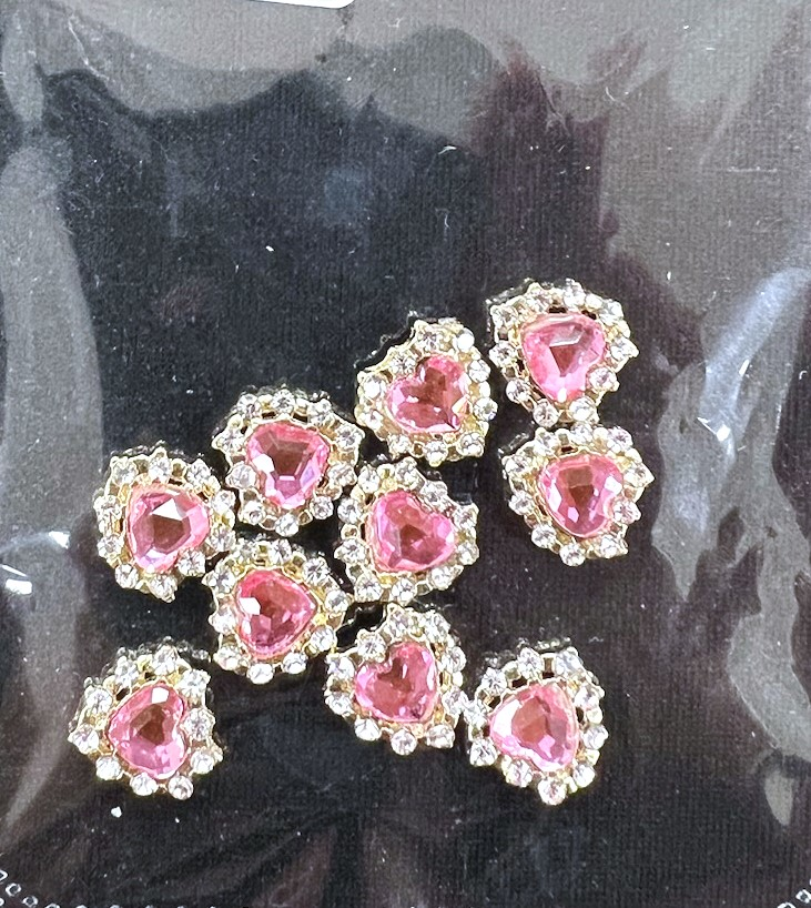 HEART CHARM & RHINESTONE -BAG OF 10
