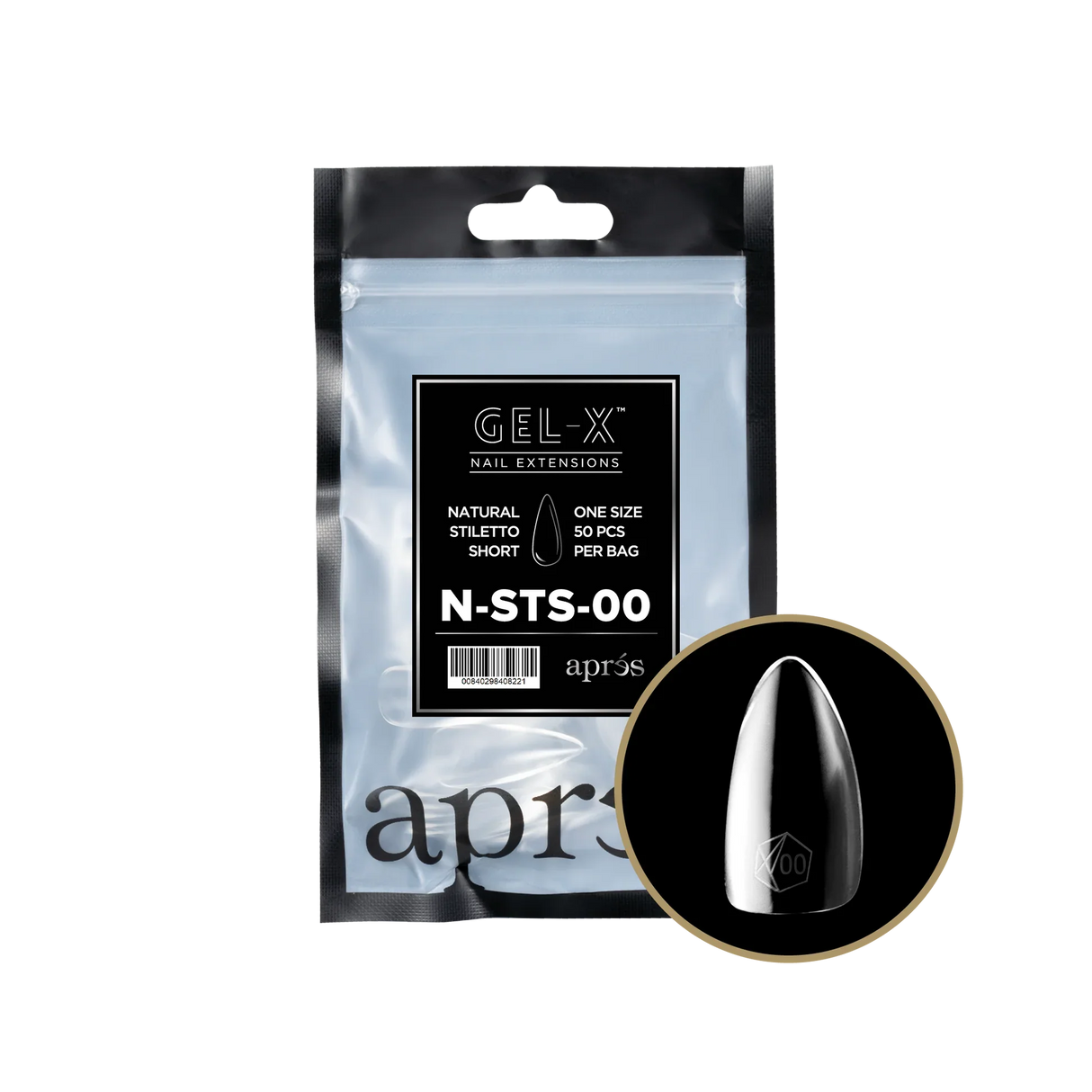 TIPS REFILL BAGS | APRES GEL-X | NATURAL STILETTO SHORT (50pcs)