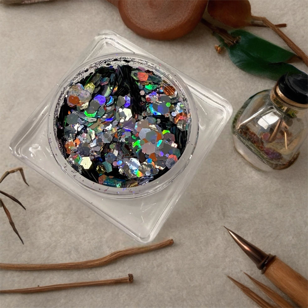 NAIL ART DESIGN | GLITTER SQUARE JAR