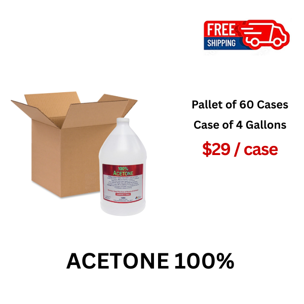 ACETONE 100% – PALLET OF 60 CASES, 4G/CASE