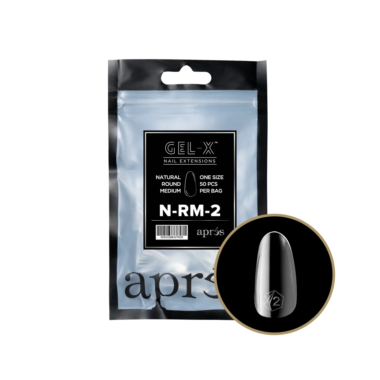 TIPS REFILL BAGS | APRES GEL-X | NATURAL ROUND MEDIUM (50pcs)
