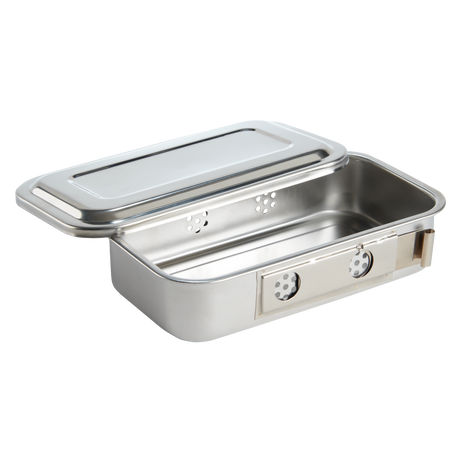 STAINLESS STEEL STERILIZING BOX WITH LID - 8”