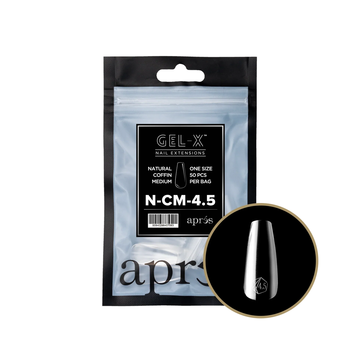 TIPS REFILL BAGS | APRES GEL-X | NATURAL COFFIN MEDIUM (50pcs)