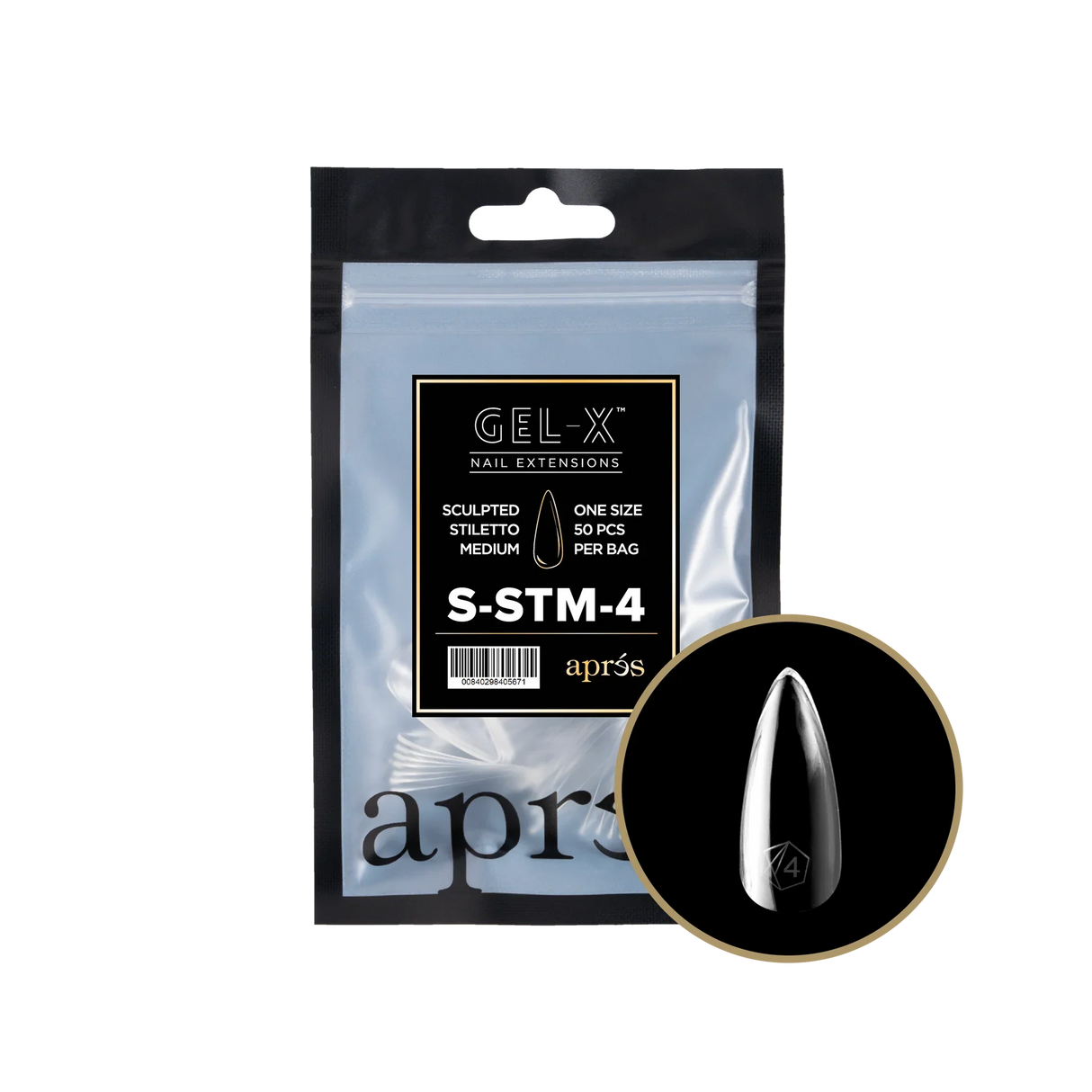 TIPS REFILL BAGS | APRES GEL-X | SCULPTED STILETTO MEDIUM (50pcs)