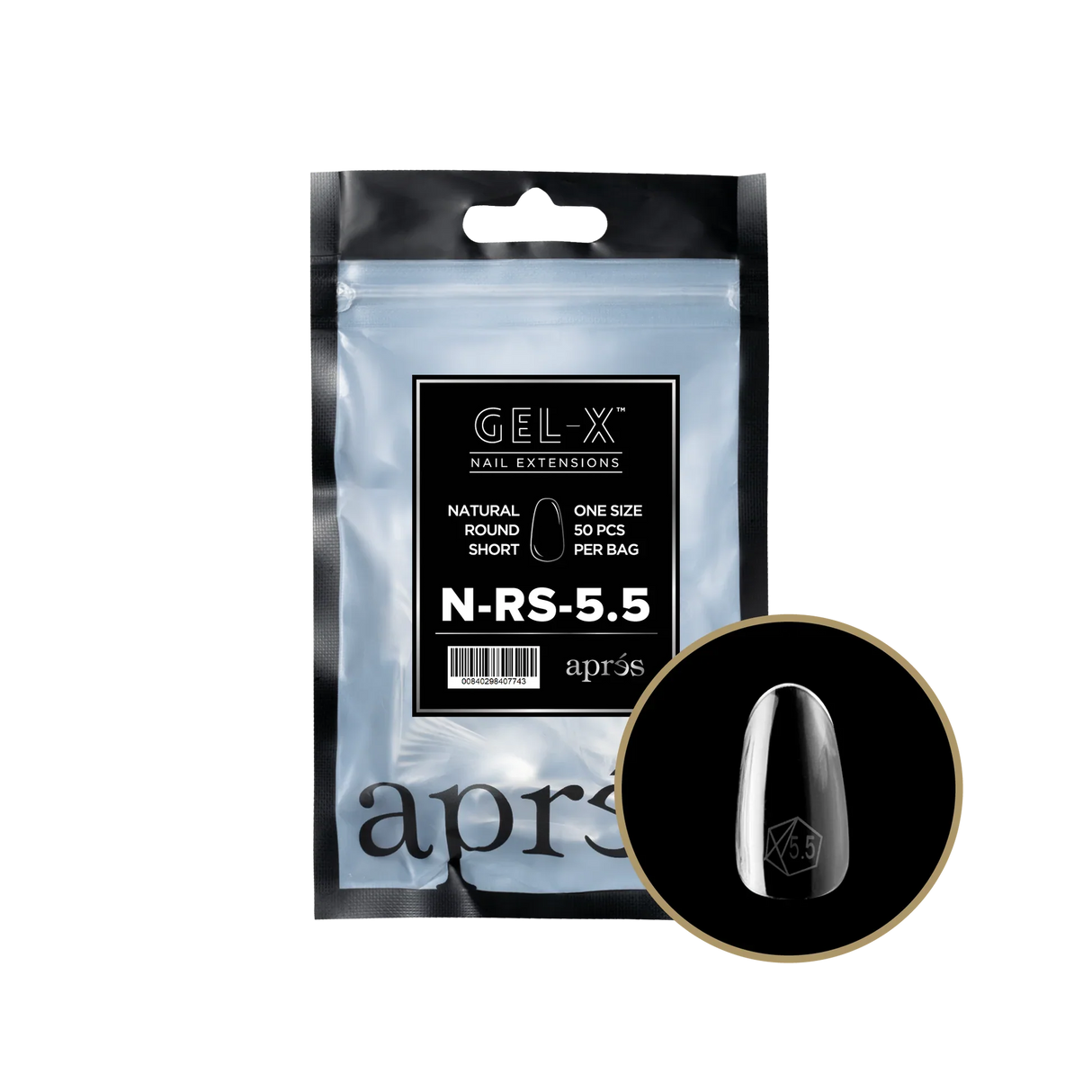 TIPS REFILL BAGS | APRES GEL-X | NATURAL ROUND SHORT (50pcs)