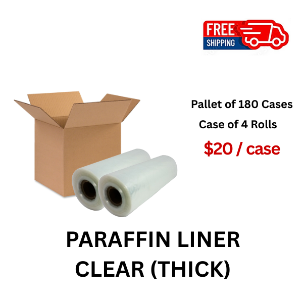 PARAFFIN LINER CLEAR (THICK) – PALLET OF 180 CASES, 4 ROLLS/CASE