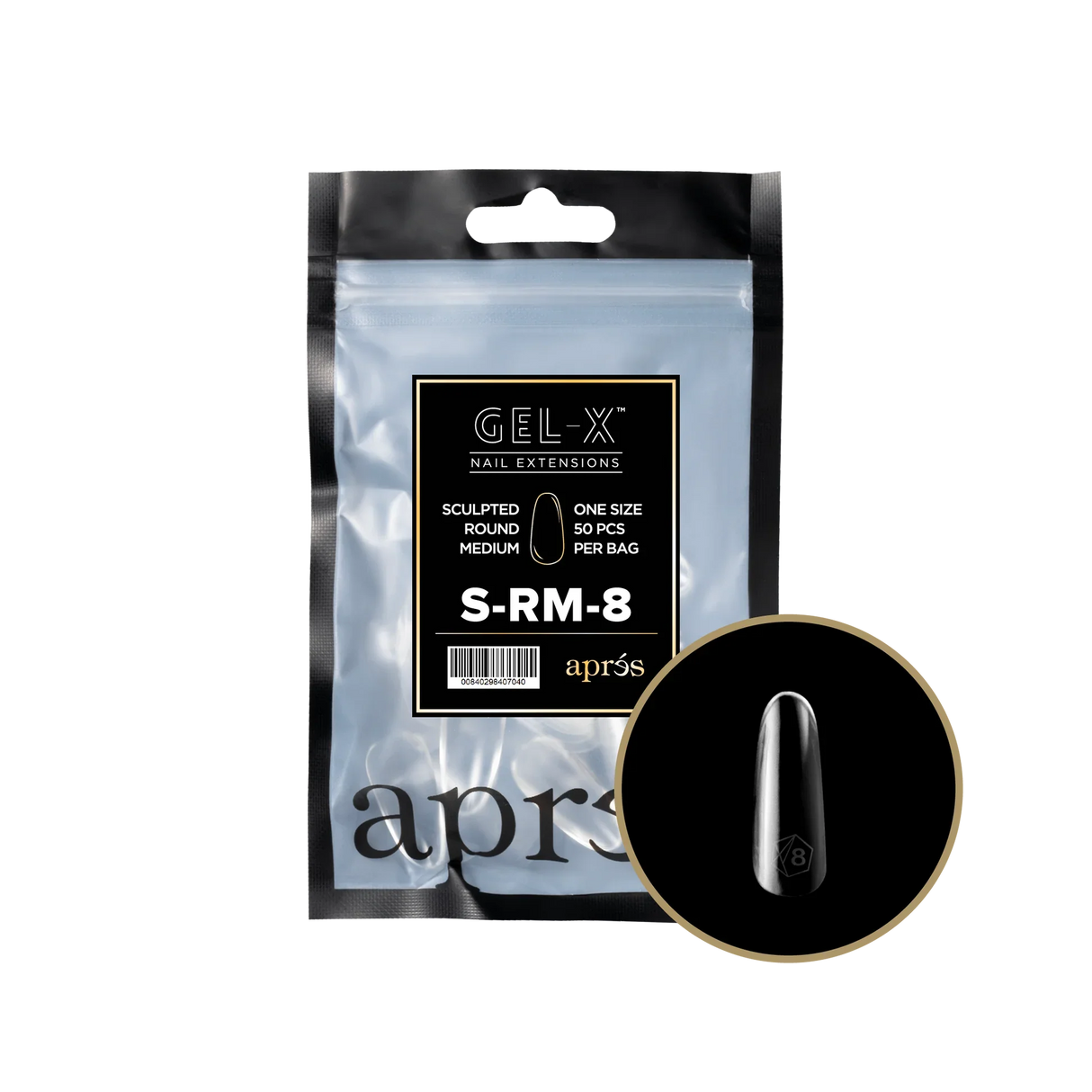 TIPS REFILL BAGS | APRES GEL-X | SCULPTED ROUND MEDIUM (50pcs)