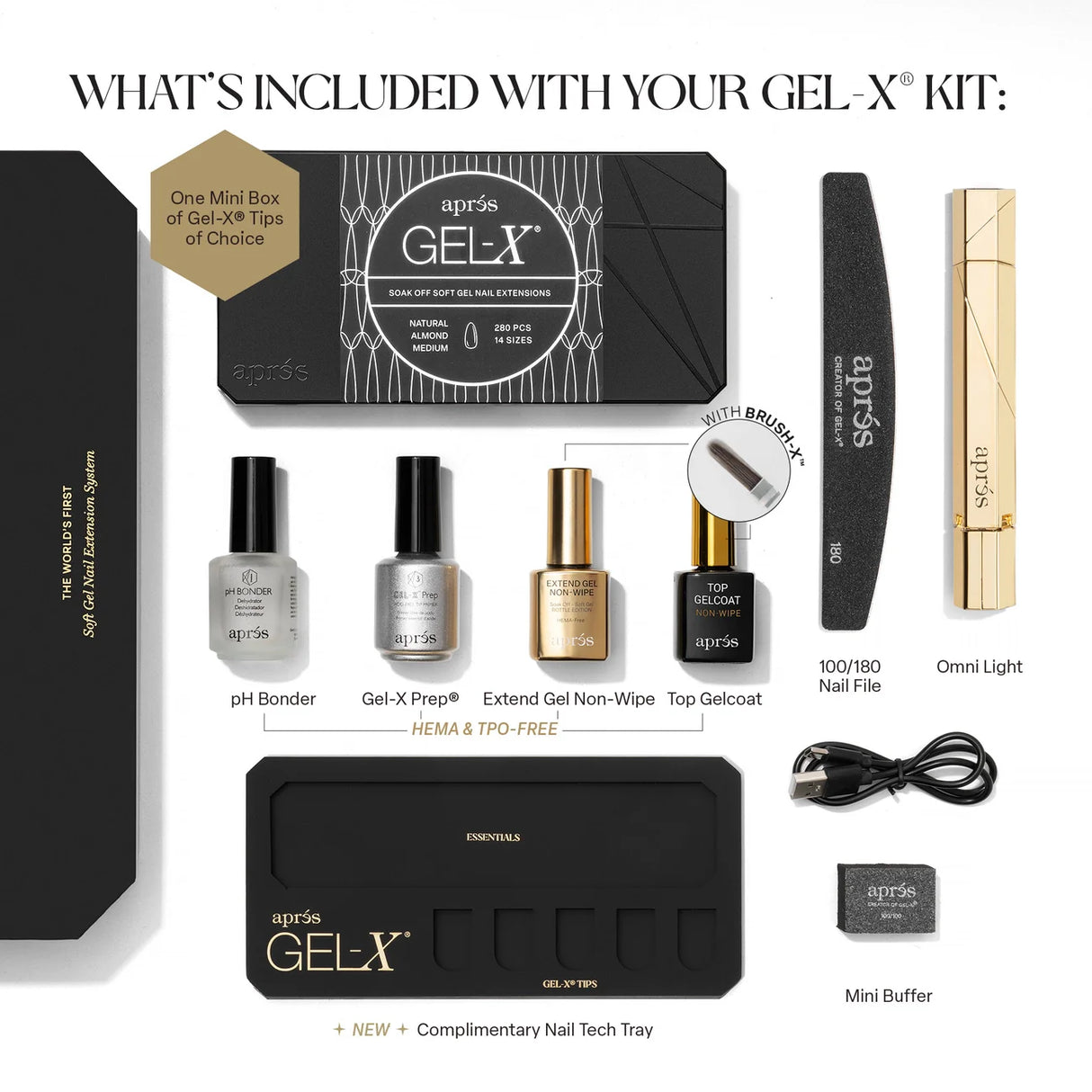 APRES | GEL-X® NAIL EXTENSION KIT ( NATURAL ALMOND MEDIUM)
