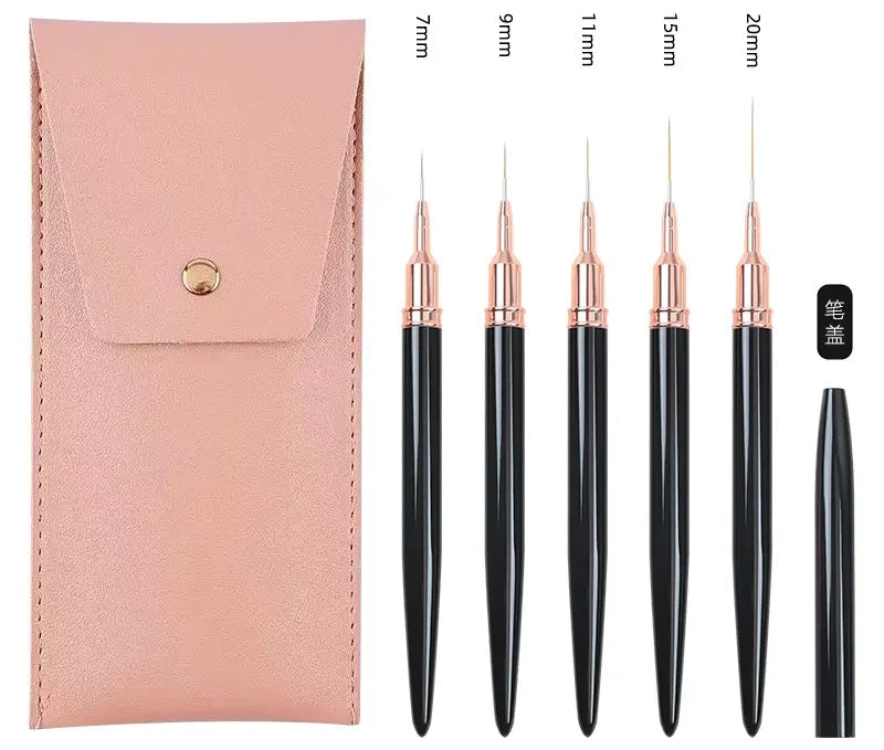 NAIL ART BRUSH SET |  WITH LEATHER HOLDER