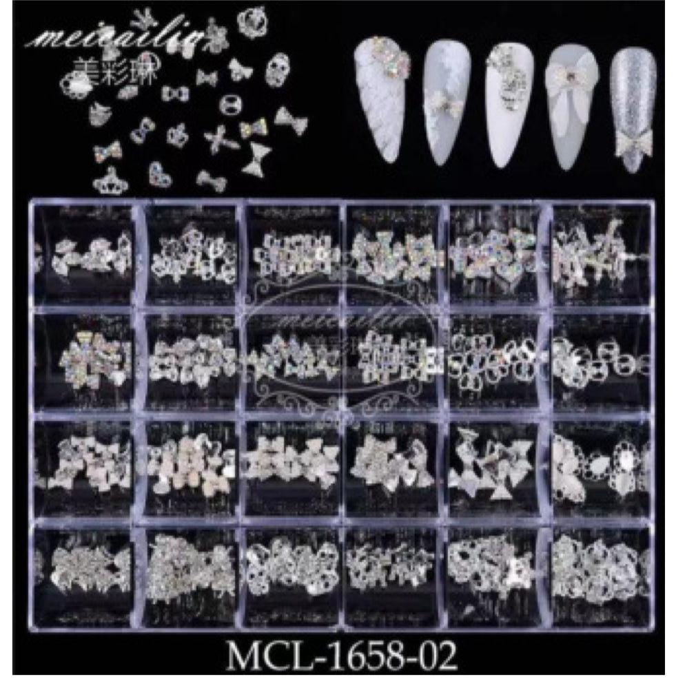 NAIL CHARM MIX BOX (BOW-CROWN-CROSS)