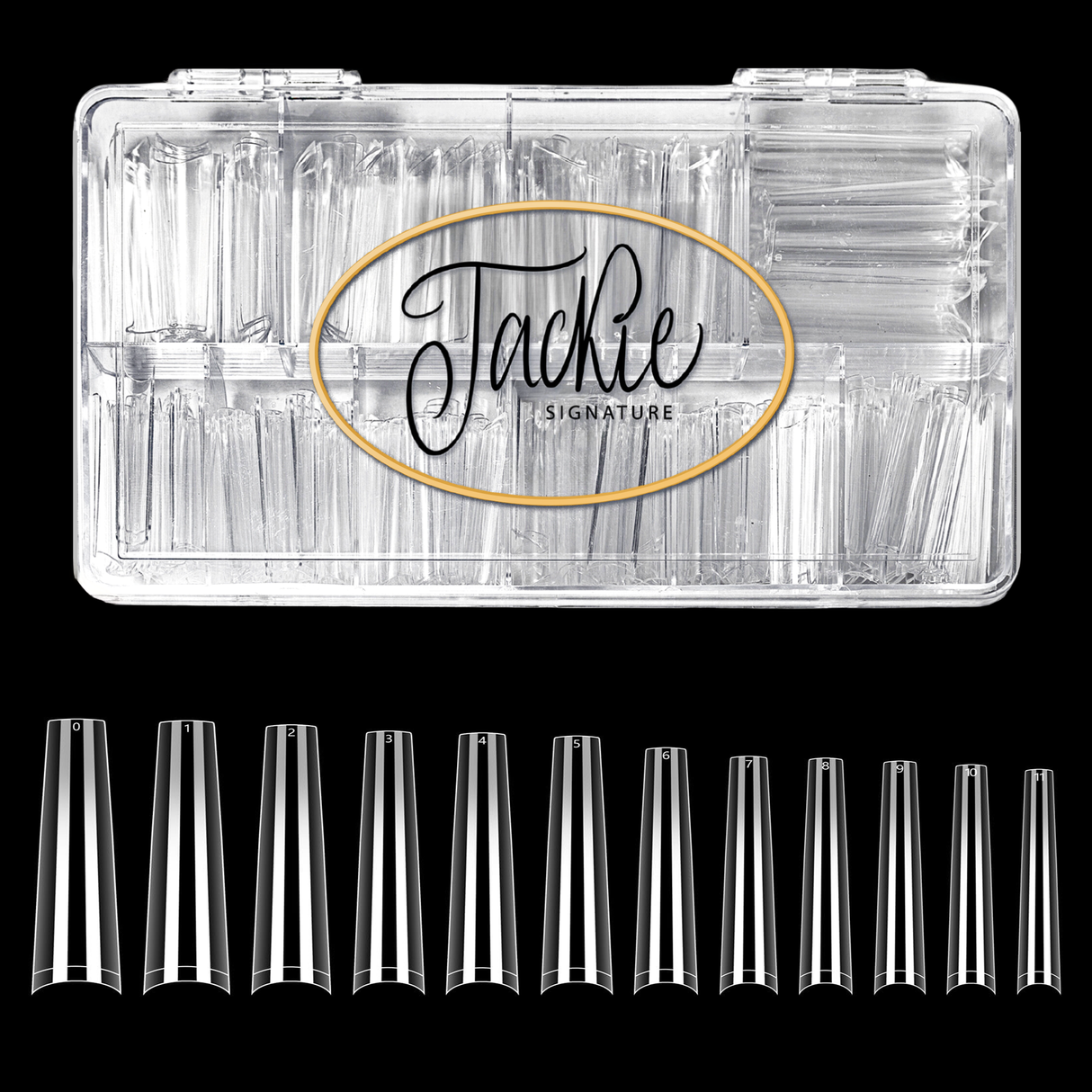 JACKIE SIGNATURE | NO C-CURVE NAIL TIP - CLEAR COFFIN XL