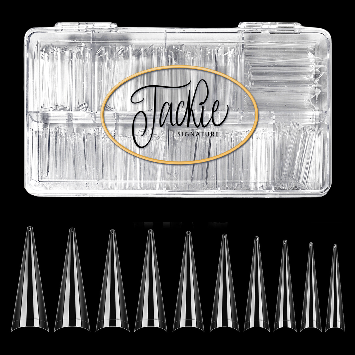 JACKIE SIGNATURE | NO C-CURVE NAIL TIP - CLEAR STILETTO XXL